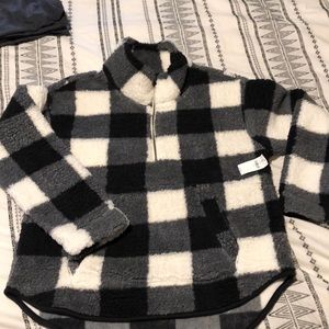 Gray, Black and White Fleece half zip